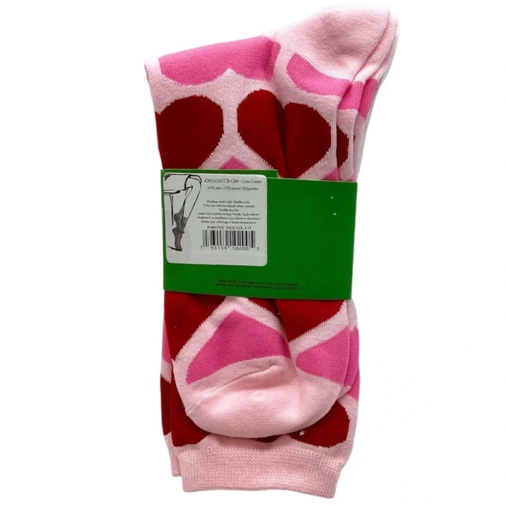 Kate Spade New York “Hearts” 3pk. Crew Socks (NWT) (Shoe Size: 4-10)